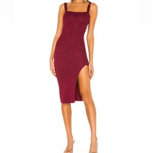 SUPERDOWN S metallic burgundy square neck dress